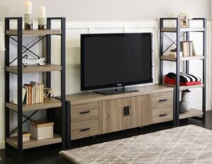Industrial-Style Metal and Wood TV Stand