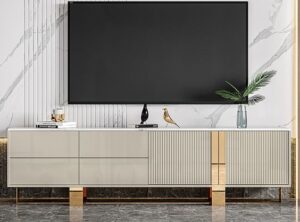 Elegant Marble TV Stand with Gold Accents