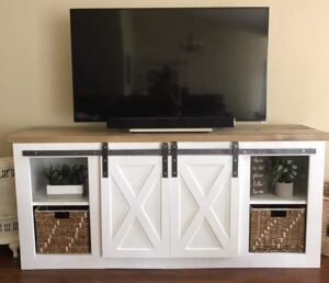 Rustic TV Stand with Sliding Barn Doors