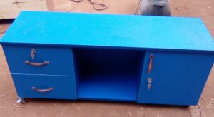 Industrial TV Stand with Metal Accents