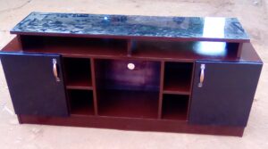 Industrial TV Stand with Metal Accents