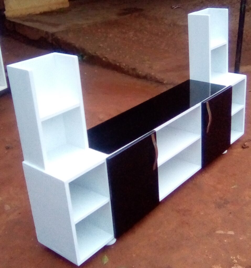 Industrial TV Stand with Metal Accents