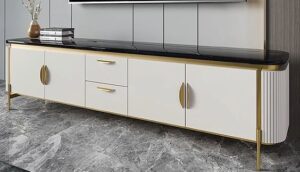 Art Deco-Inspired TV Stand with Glamorous Accents