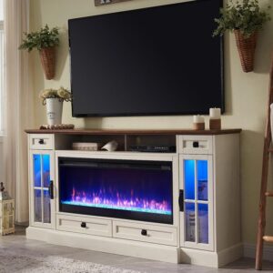 Modern TV Stand with Built-In Fireplace: