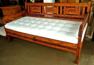 Traditional Wooden Daybed with Carved Details