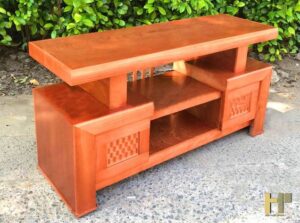 Rustic TV Stand with Open Shelving:
