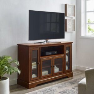 Traditional Wooden TV Console with Glass Doors