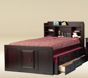 Storage Bed with Bookcase Headboard