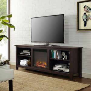 Traditional Wooden Entertainment Center with Fireplace Insert