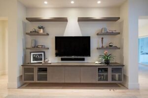 Contemporary Floating TV Shelf with Built-In Lighting
