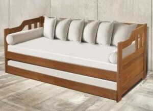 Traditional Wooden Daybed with Carved Details