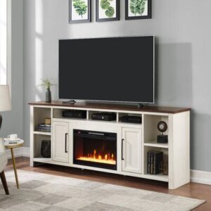 Modern TV Stand with Built-In Fireplace: