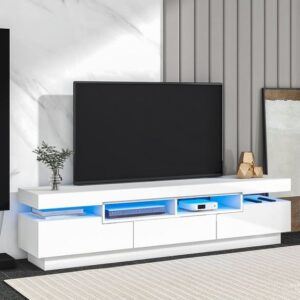 Contemporary Wall-Mounted TV Shelf with LED Lighting: