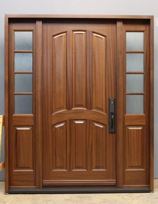 Contemporary Glass-Panel Wooden Door