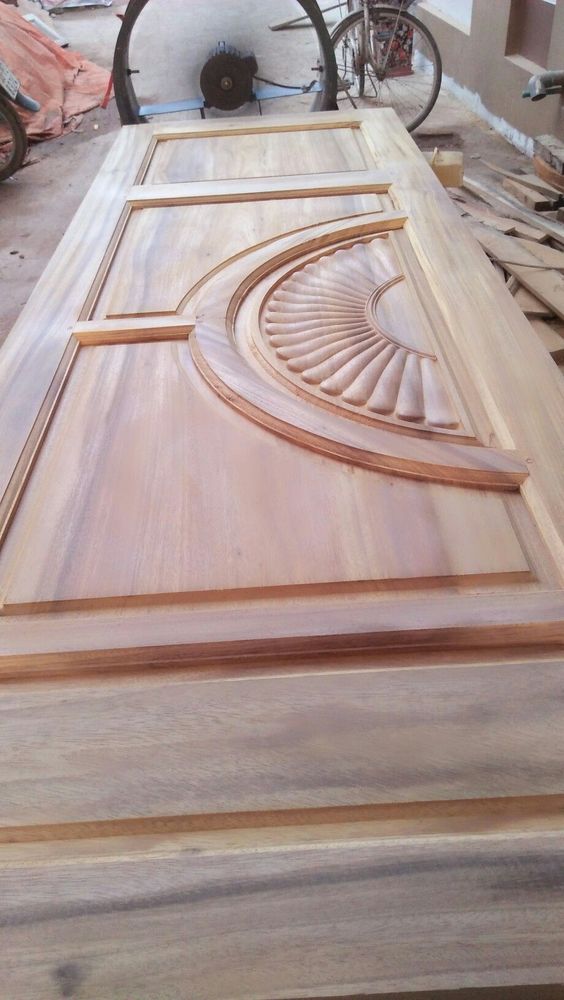 Art Deco-Inspired Wooden Door with Geometric Patterns