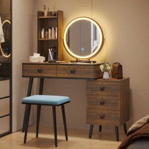 Round Vanity Mirror with Swivel Stand