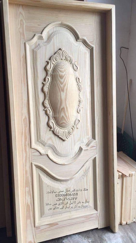 Custom Carved Wooden Door with Personalized Details