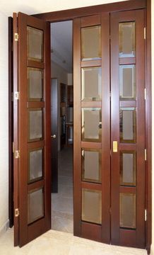 Colonial-Style Wooden Door with Transom Window