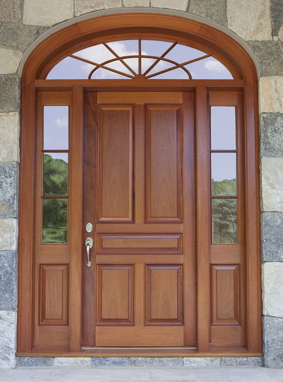 Contemporary Glass-Panel Wooden Door