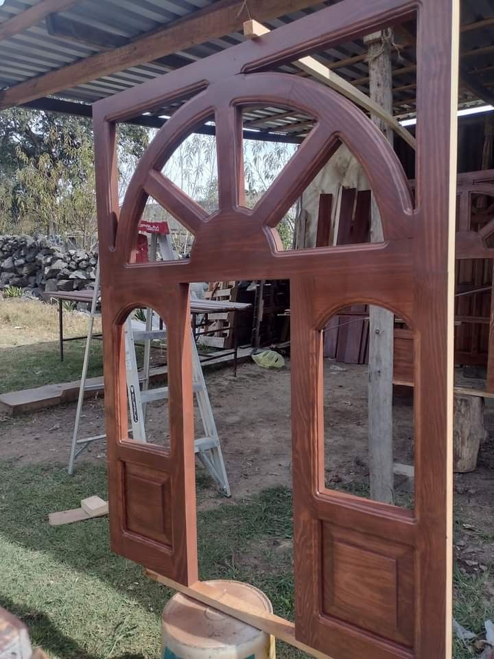 Traditional Wooden Door Frame with Carved Details