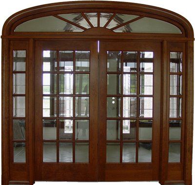 Colonial-Style Wooden Door with Transom Window