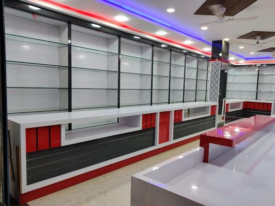 Industrial Wooden Pipe Shop Display Shelves