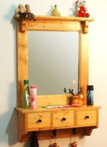 Rustic Wooden Dressing Mirror with Distressed Finish