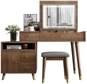 Vintage-Style Vanity Dressing Mirror with Ornate Details