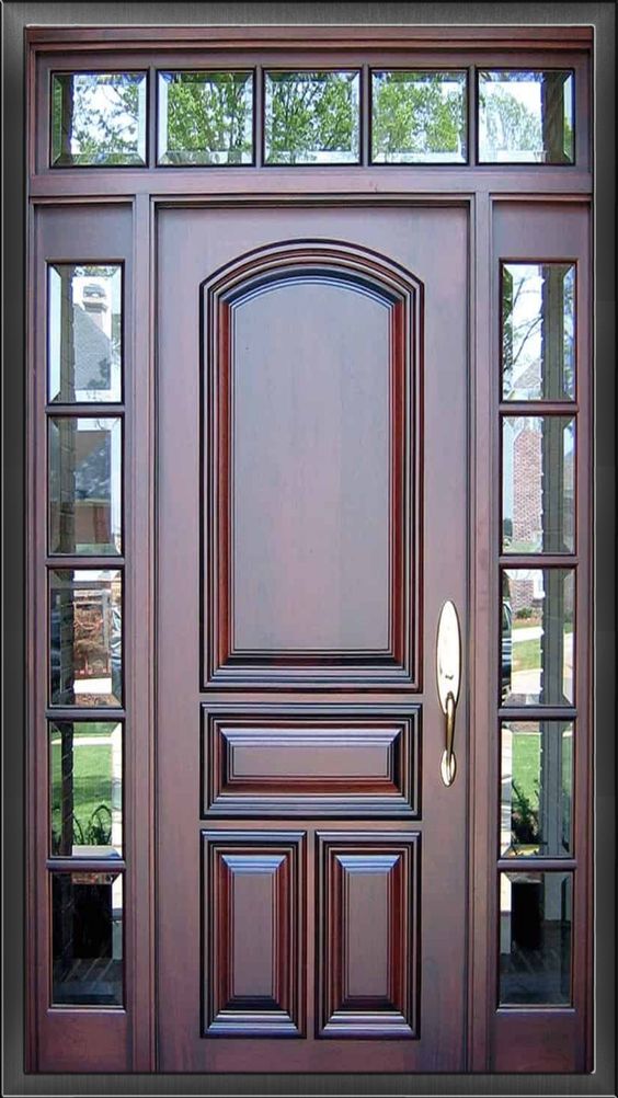 Contemporary Glass-Panel Wooden Door