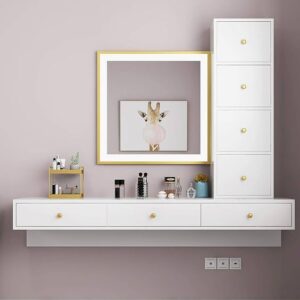 Wall-Mounted Dressing Mirror with Storage Shelves