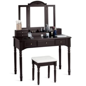 Tri-Fold Vanity Mirror with Adjustable Side Panels