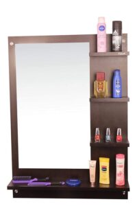 Wall-Mounted Dressing Mirror with Storage Shelves