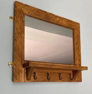 Rustic Wooden Dressing Mirror with Distressed Finish