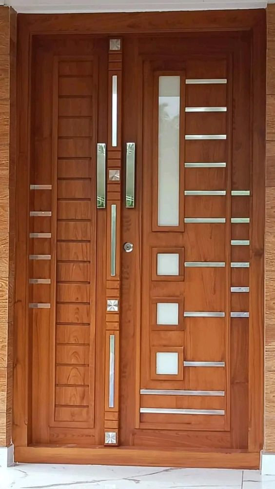 Art Deco-Inspired Wooden Door with Geometric Patterns