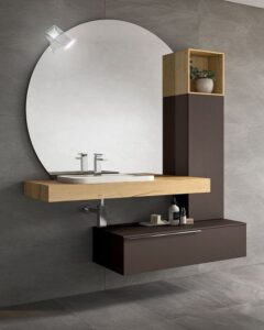 Wall-Mounted Dressing Mirror with Storage Shelves
