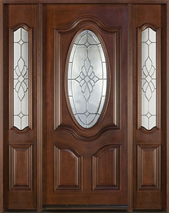 Contemporary Glass-Panel Wooden Door