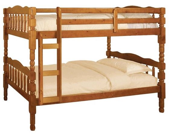 Cottage-style Wooden Bunk Bed with Guardrails