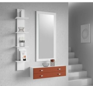 Wall-Mounted Dressing Mirror with Storage Shelves
