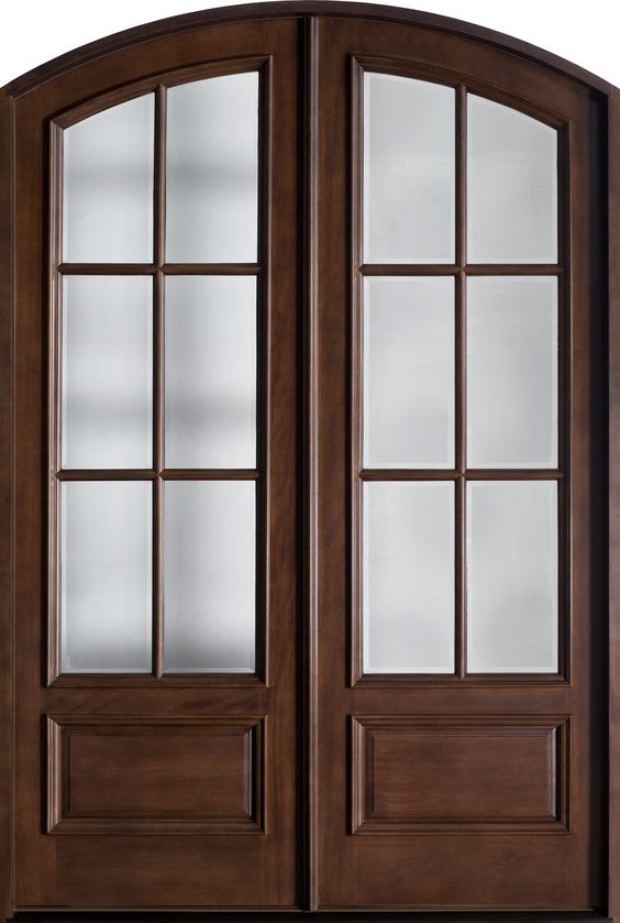 Colonial-Style Wooden Door with Transom Window