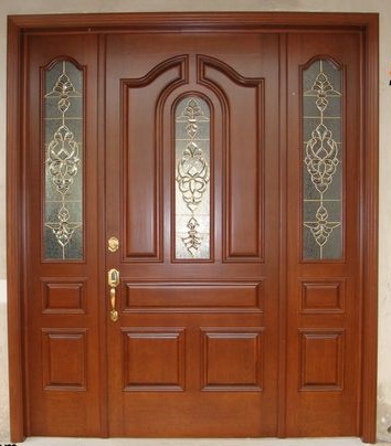 Contemporary Glass-Panel Wooden Door