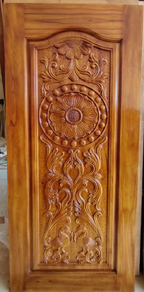 Carved Wooden Door with Floral Motifs
