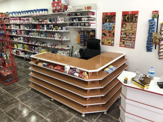 Classic Wooden Slat Grid Shop Display Shelves