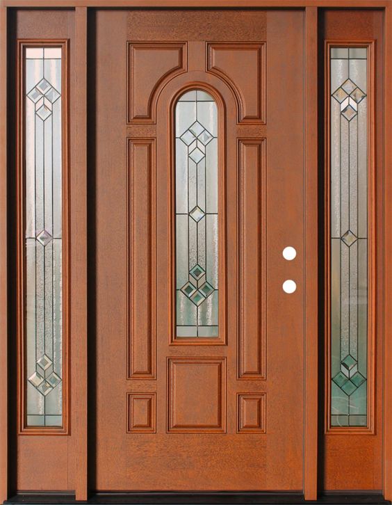 Contemporary Glass-Panel Wooden Door