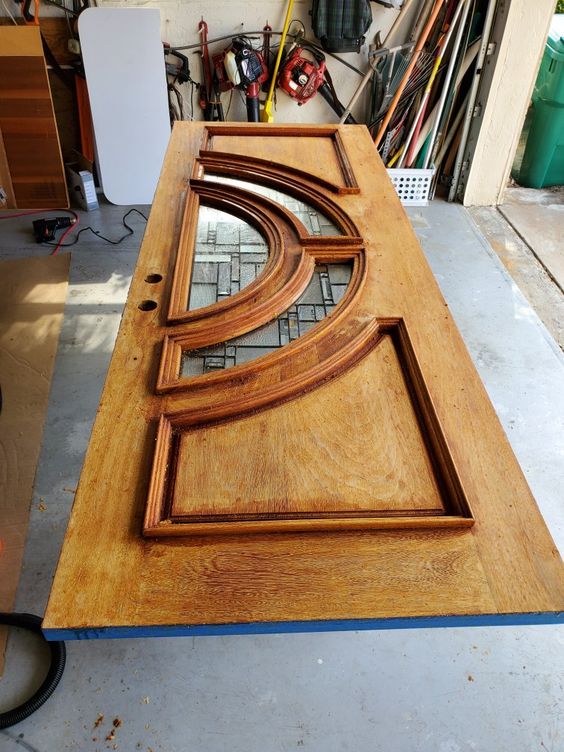 Art Deco-Inspired Wooden Door with Geometric Patterns