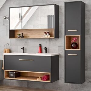 Wall-Mounted Dressing Mirror with Storage Shelves