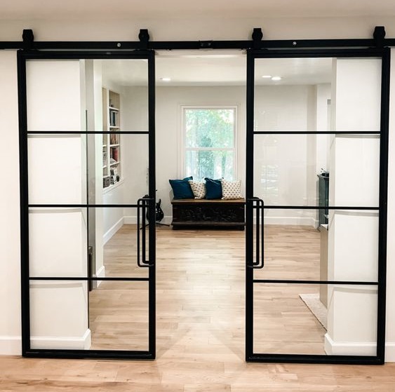 Aluminum Framed Glass Door with Grid Pattern