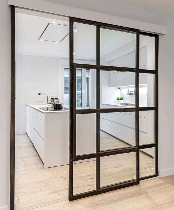 Aluminum Framed Glass Door with Grid Pattern