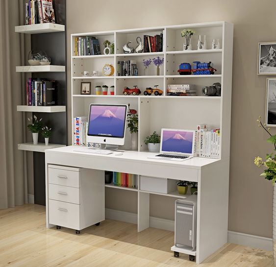 Compact Reading Table with Shelves