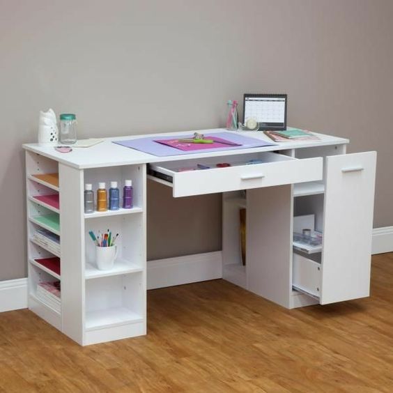 Compact Reading Table with Shelves