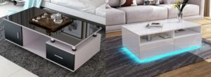 Wooden center table with shelves